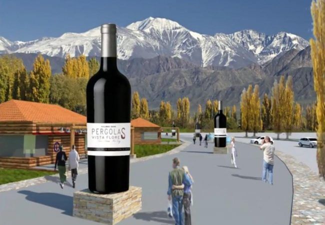 pergolas-vista-flores-botellas-enoturismo-Mendoza-Argentina_Marketing-Vino.01 Botellas de vino en Pérgolas de Vista Flores